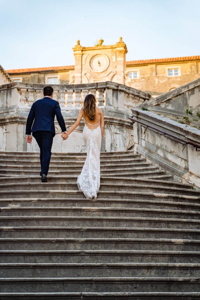 Steps in wedding dress